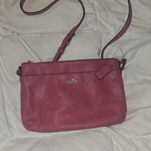 Coach Pink Pebbled Leather Crossbody Shoulder Bag